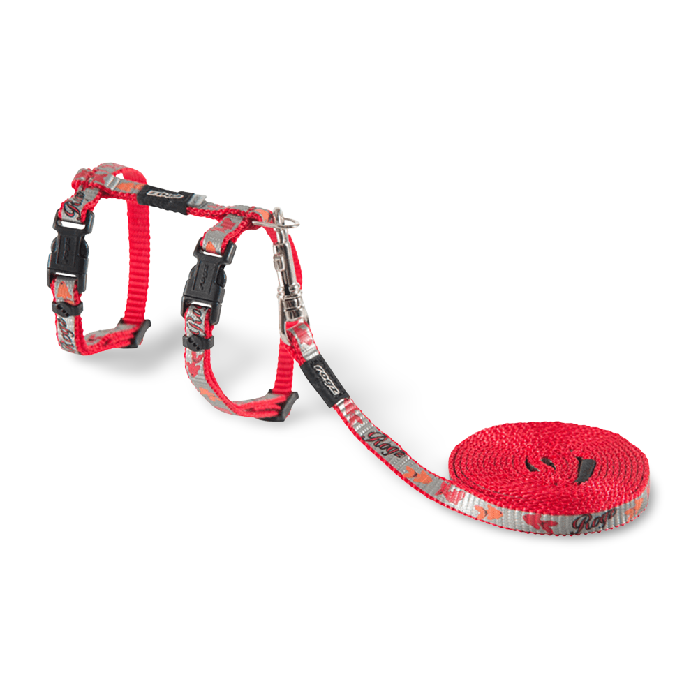 Reflectocat Harness And Lead Set Red Fish