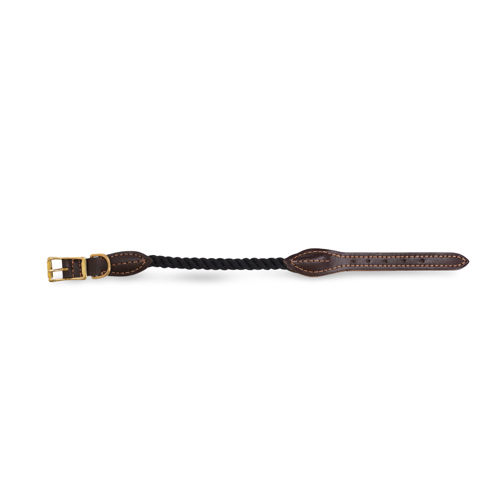 Leather And Brass Rope Collar Black 2 Leather And Brass Rope Collar Black