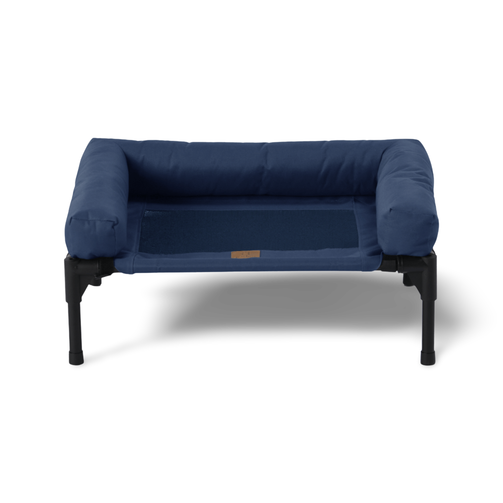 Elevated Trampoline Bolster Dog Sofa Bed in Blue 2 Elevated Trampoline Bolster Dog Sofa Bed in Blue
