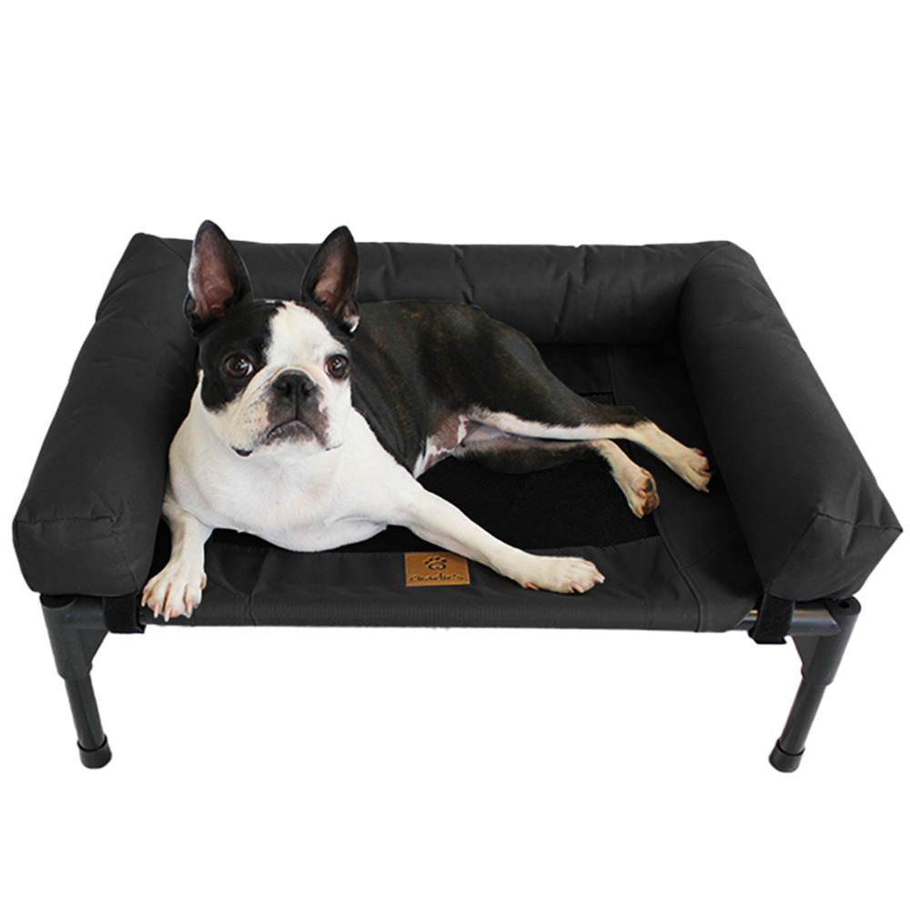 Elevated Trampoline Bolster Dog Sofa Bed in Black