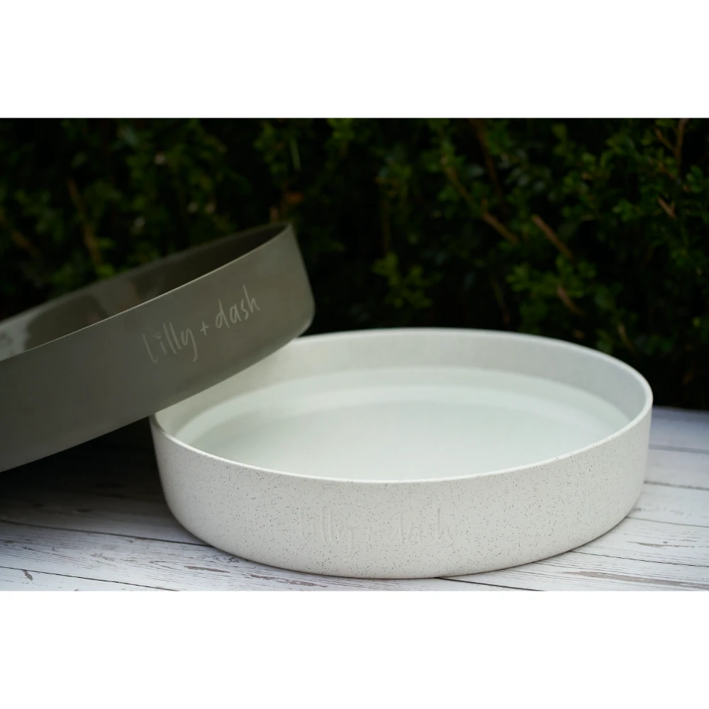 Dog Outdoor Water Bowl Milk Speckle 8 Dog Outdoor Water Bowl Milk Speckle