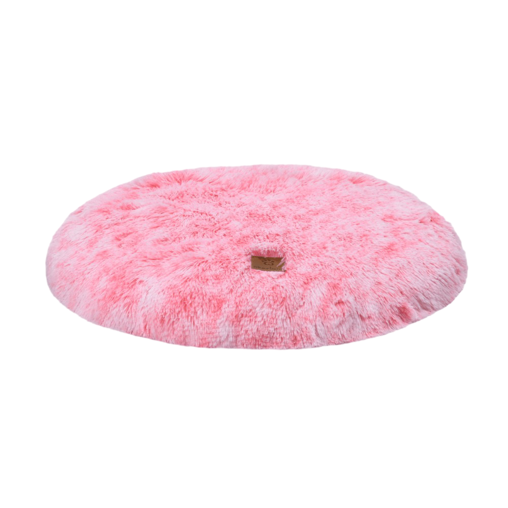 Round Shaggy Faux Fur Calming Pet Mat Ombre Pink 1 Round Shaggy Faux Fur Calming Pet Mat Ombre Pink