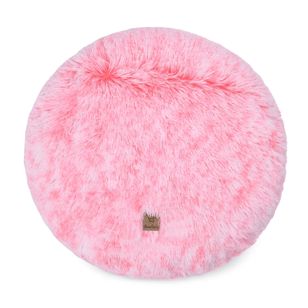 Round Shaggy Faux Fur Calming Pet Mat Ombre Pink 3 Round Shaggy Faux Fur Calming Pet Mat Ombre Pink
