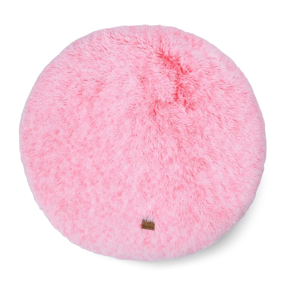 Round Shaggy Faux Fur Calming Pet Mat Ombre Pink 4 Round Shaggy Faux Fur Calming Pet Mat Ombre Pink
