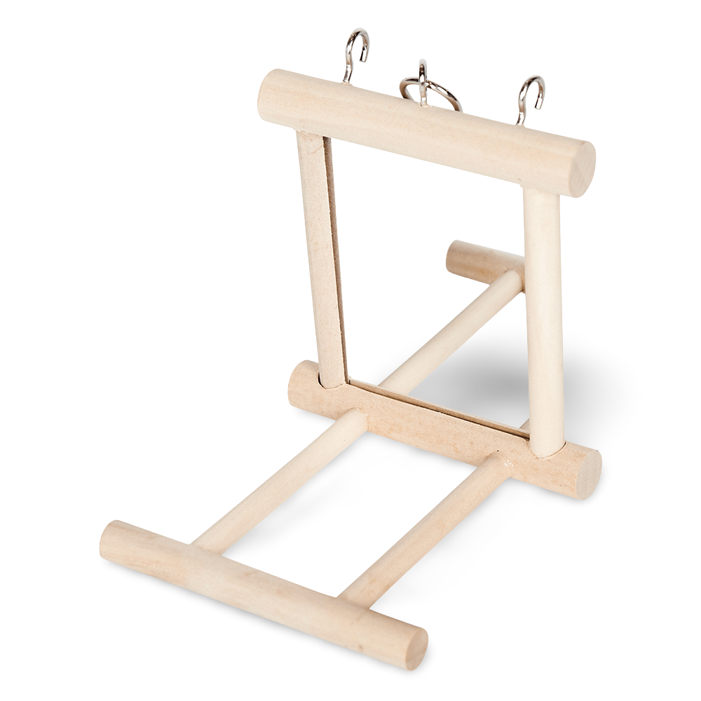 Bird Toy Wooden Mirror Perch