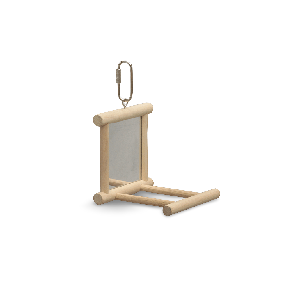 Mirror With Perch Wooden Natural