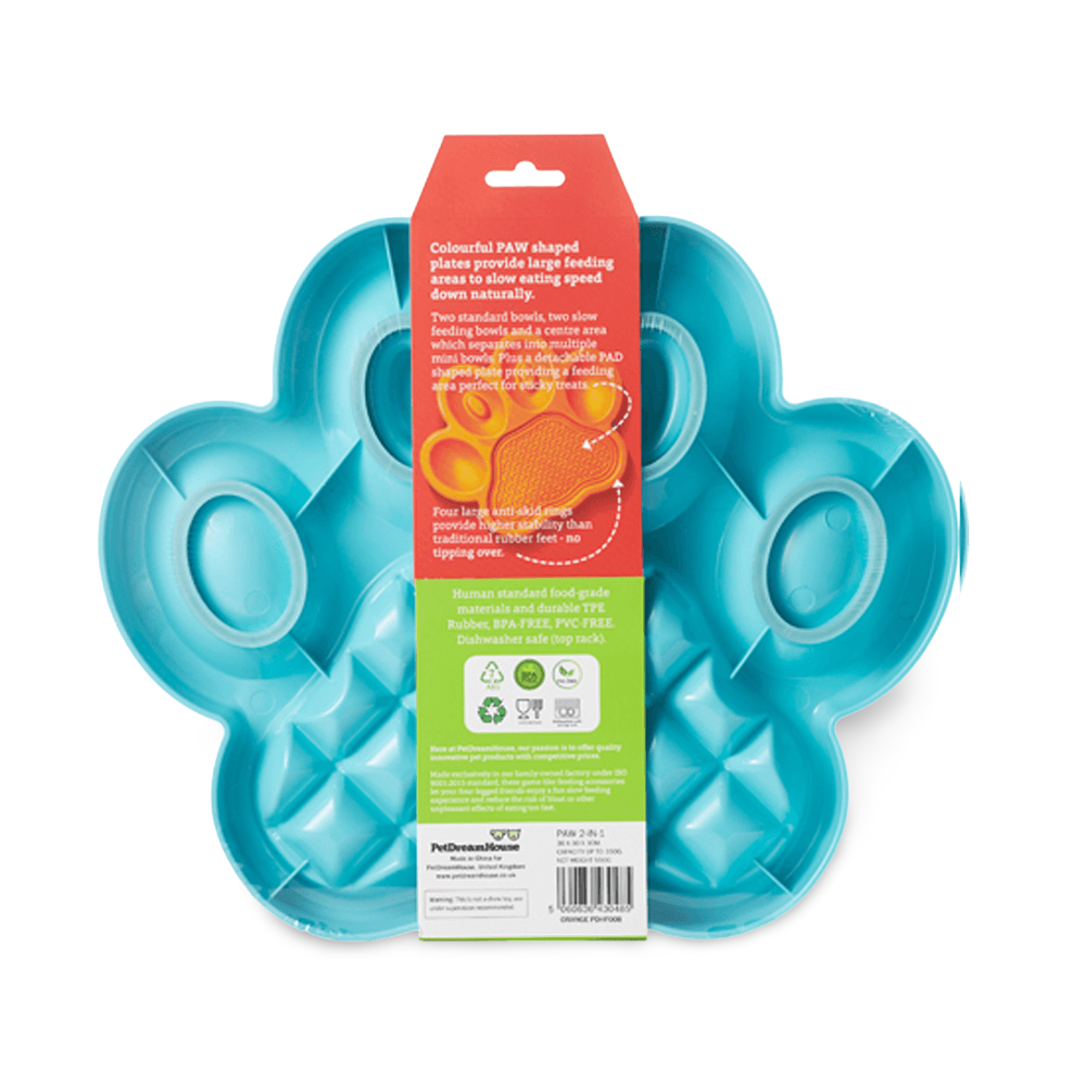 Paw 2 In 1 Slow Feeder Bowl Lick Pad Combo Blue 2 Paw 2 In 1 Slow Feeder Bowl Lick Pad Combo Blue