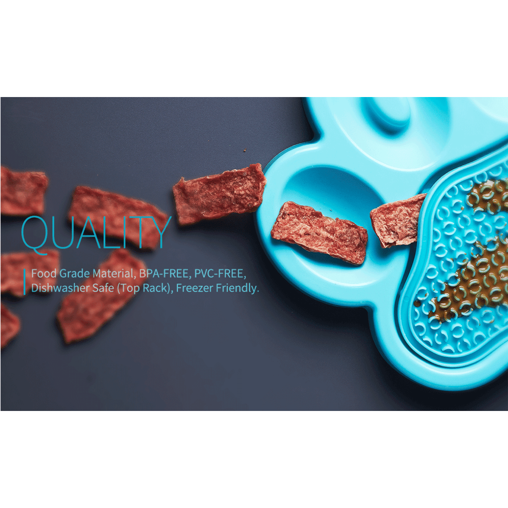 Paw 2 In 1 Slow Feeder Bowl Lick Pad Combo Blue 7 Paw 2 In 1 Slow Feeder Bowl Lick Pad Combo Blue