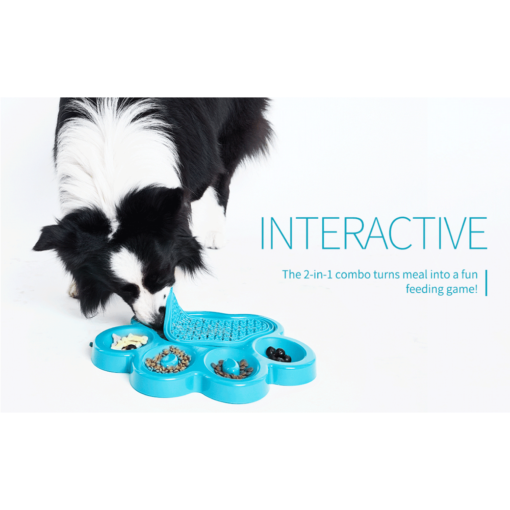 Paw 2 In 1 Slow Feeder Bowl Lick Pad Combo Blue 8 Paw 2 In 1 Slow Feeder Bowl Lick Pad Combo Blue