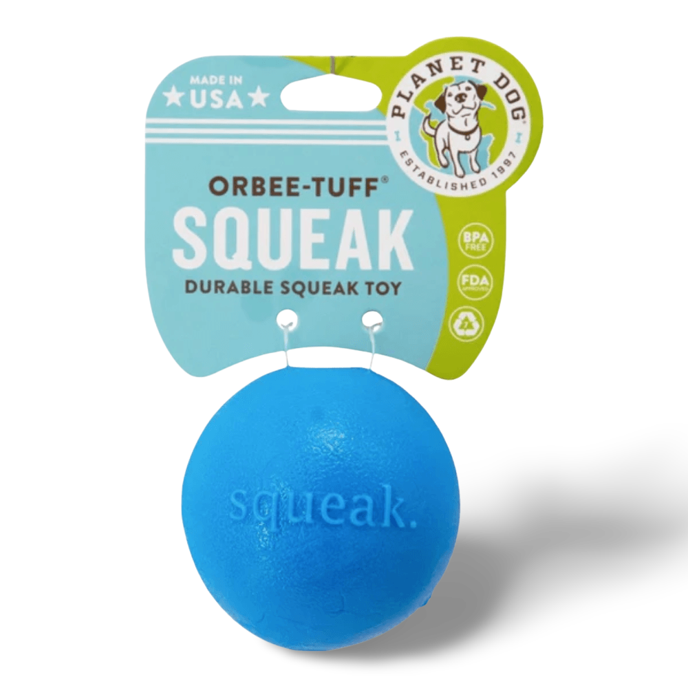 Squeak Ball Dog Treat Dispensing Toy Blue 2 Squeak Ball Dog Treat Dispensing Toy Blue