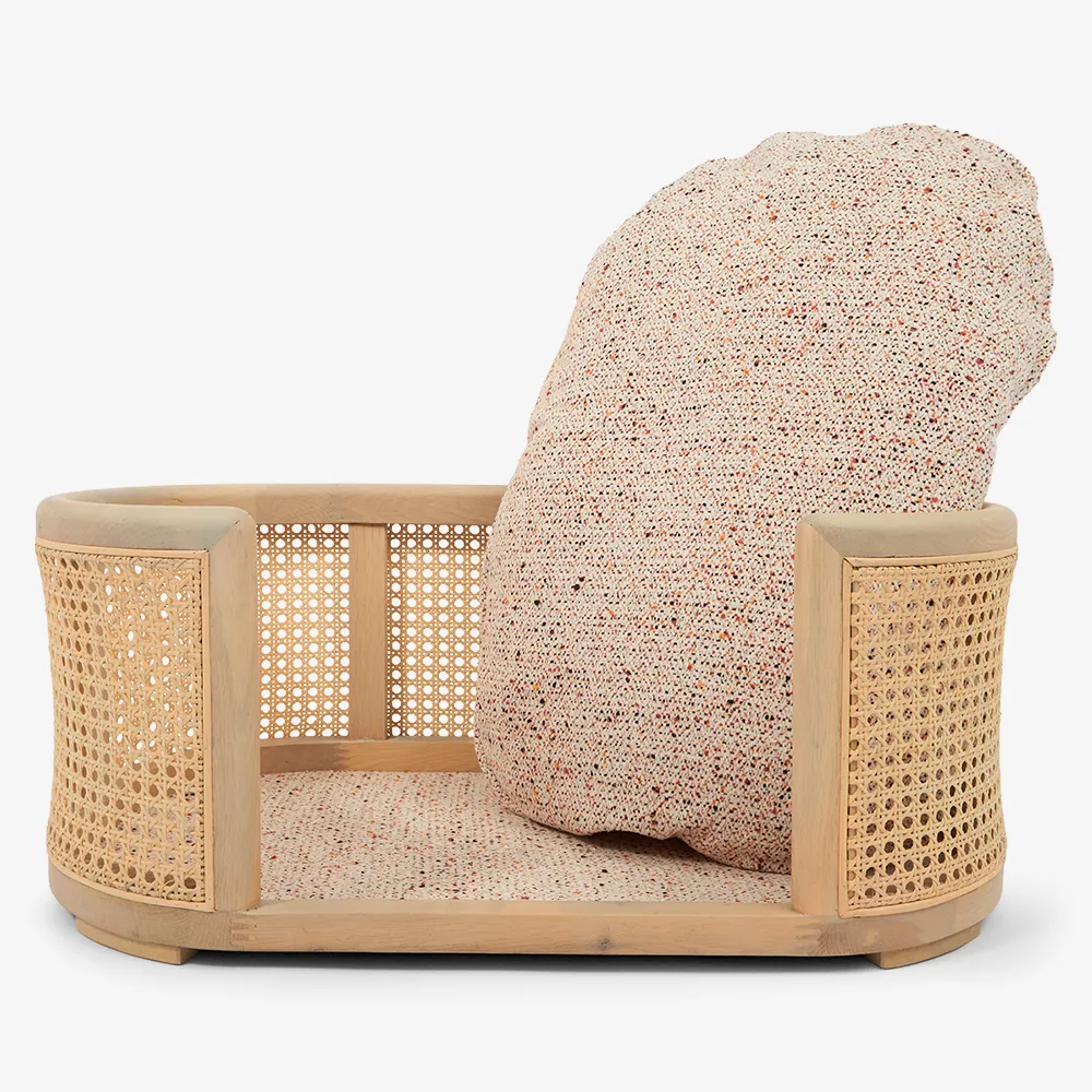 Natural Oak Wood Wicker Frame Pink Cushion Pet Bed 3 Natural Oak Wood Wicker Frame Pink Cushion Pet Bed