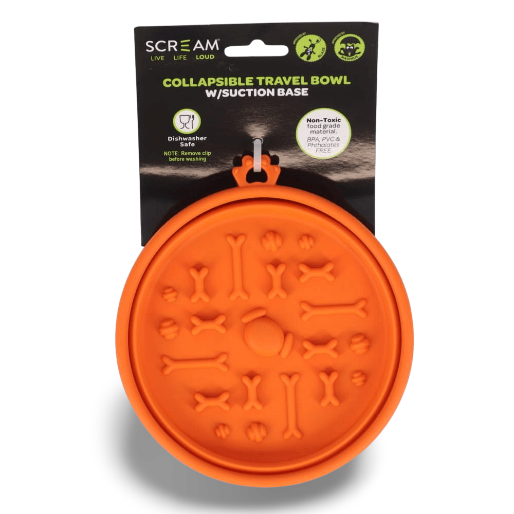 Collapsible Travel Bowl Suction Base Loud Orange