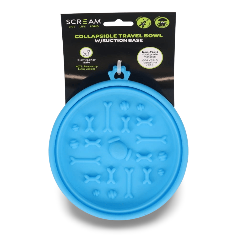 Collapsible Travel Bowl Suction Base Loud Blue