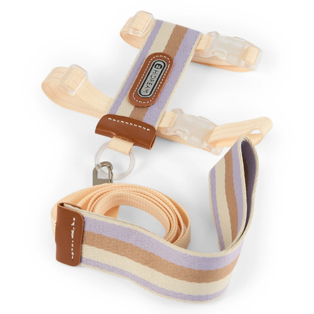 Adjustable Cat Harness And Leash Set Lilac Stripes