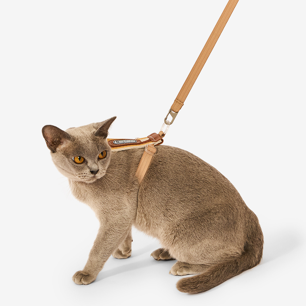 Adjustable Cat Harness And Leash Set Brown Stripes