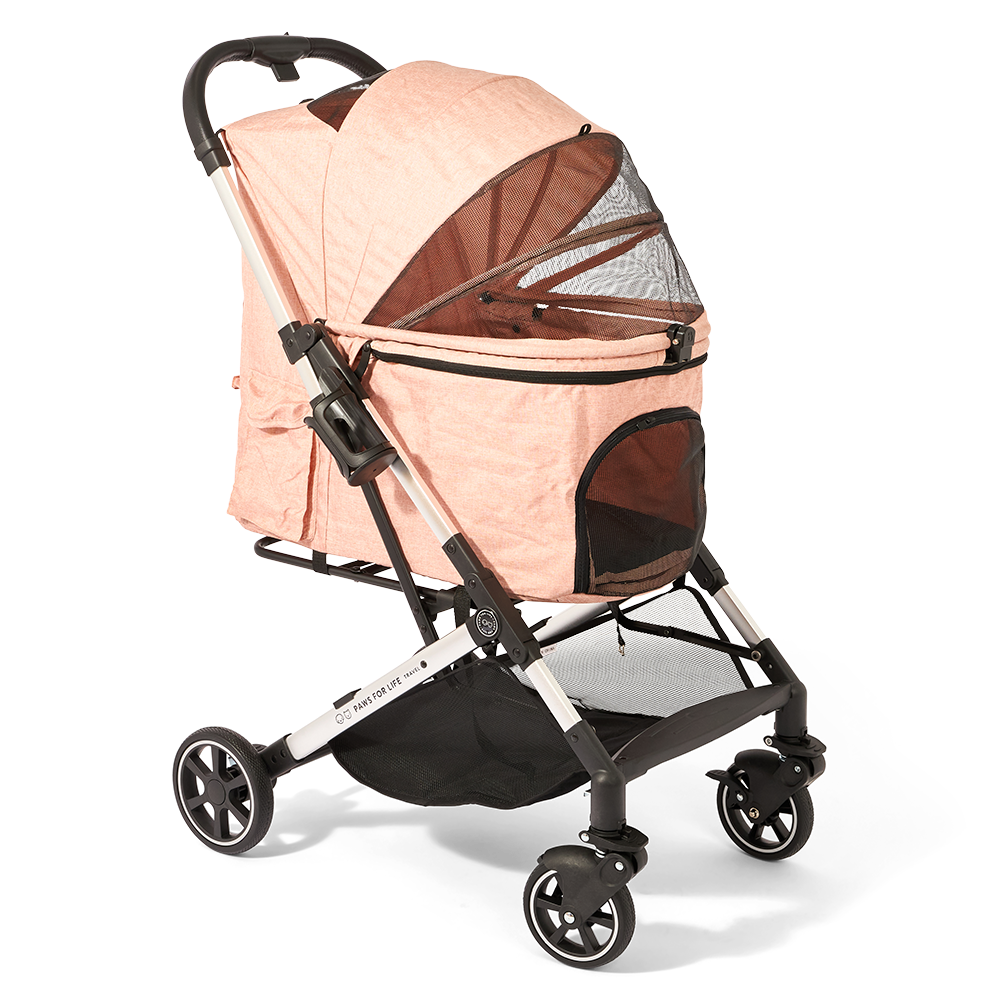 Foldable Pet Stroller Pink For Cats And Dogs