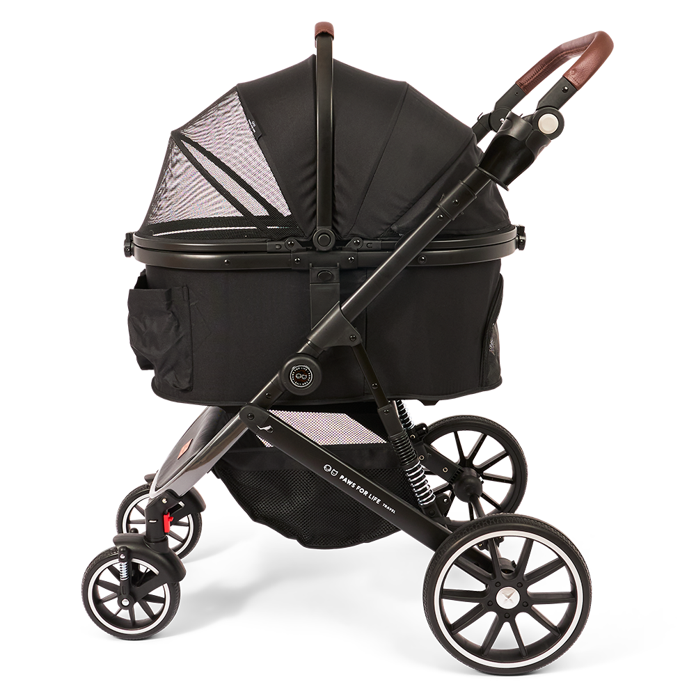 Foldable Pet Stroller Black With Black Frame