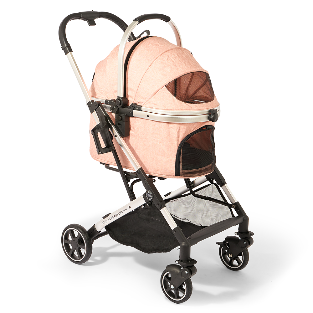 Large Foldable Pet Stroller Pink For Cats And Dogs