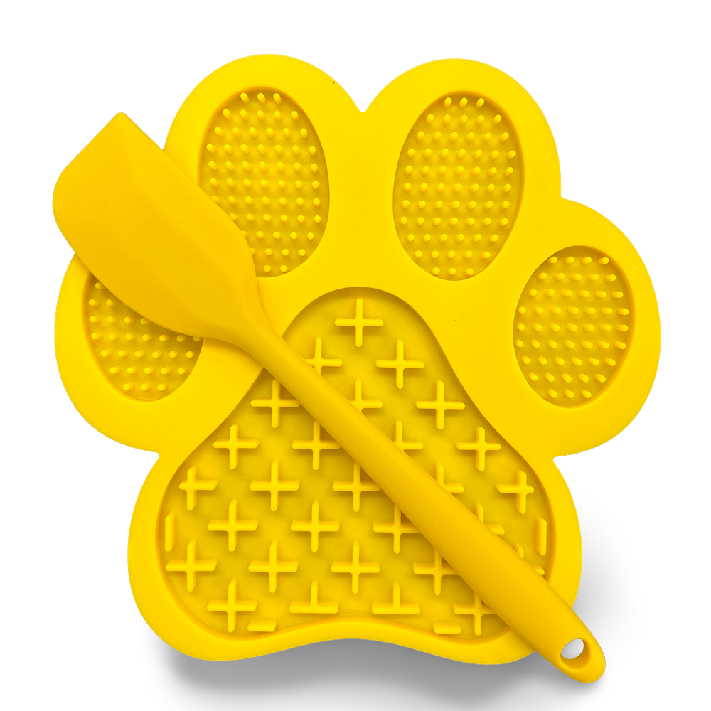 Enrichment Lick Mat With Spatula Yellow 4 Enrichment Lick Mat With Spatula Yellow