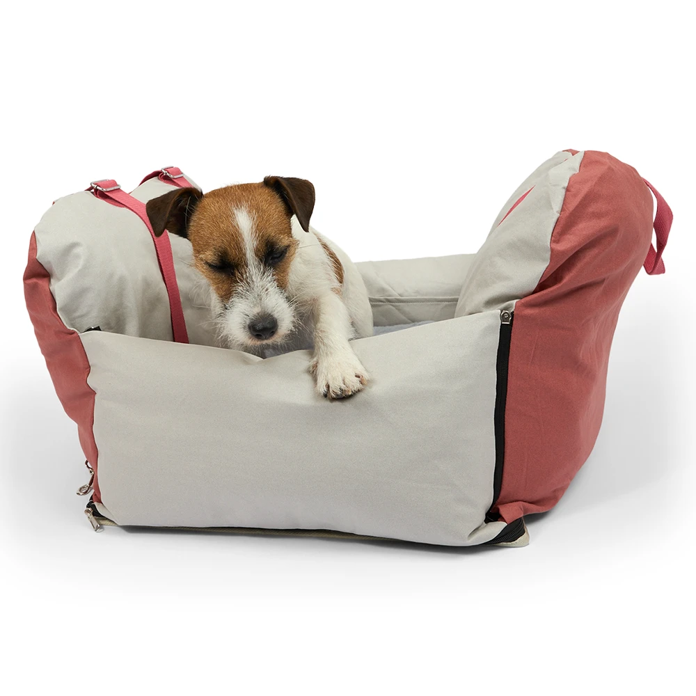 Dog Travel Car Seat Bed Faux Leather Red