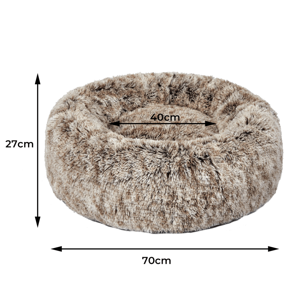 Plush Donut Calming Pet Bed Brown 2 Plush Donut Calming Pet Bed Brown