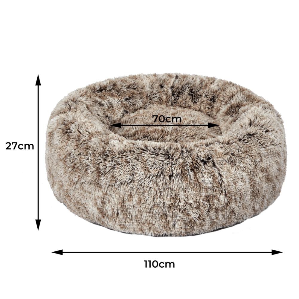 Plush Donut Calming Pet Bed Brown 4 Plush Donut Calming Pet Bed Brown
