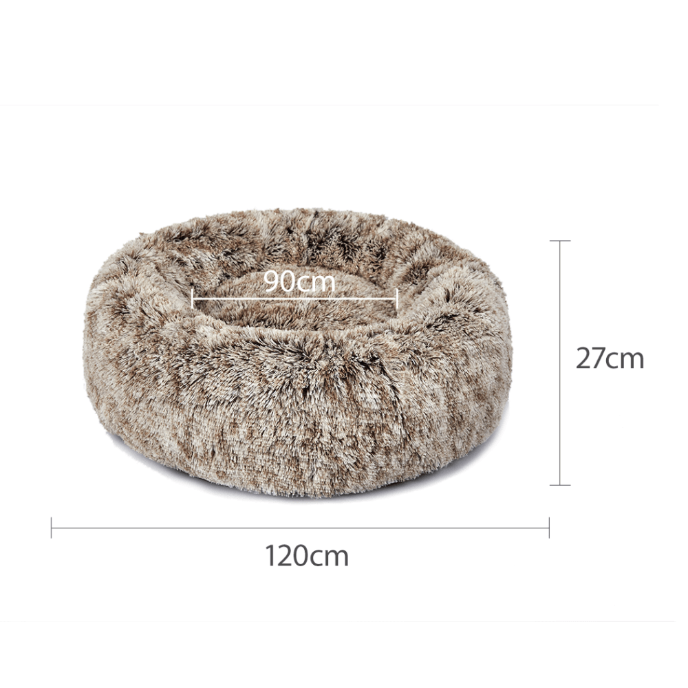 Plush Donut Calming Pet Bed Brown 5 Plush Donut Calming Pet Bed Brown