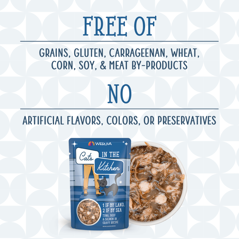 Tuna Beef And Salmon In Gravy Grain Free Wet Cat Food Pouches 6 Tuna Beef And Salmon In Gravy Grain Free Wet Cat Food Pouches
