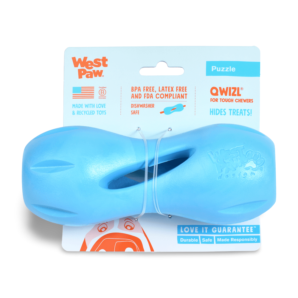 Qwizl Treat Dispensing Dog Toy Blue 5 Qwizl Treat Dispensing Dog Toy Blue