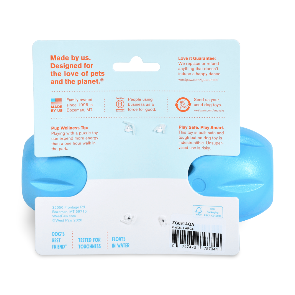 Qwizl Treat Dispensing Dog Toy Blue 6 Qwizl Treat Dispensing Dog Toy Blue