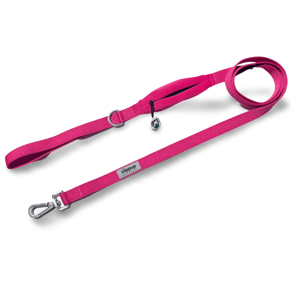 Pink Dog Lead With Poo Bag Holder 1 Pink Dog Lead With Poo Bag Holder