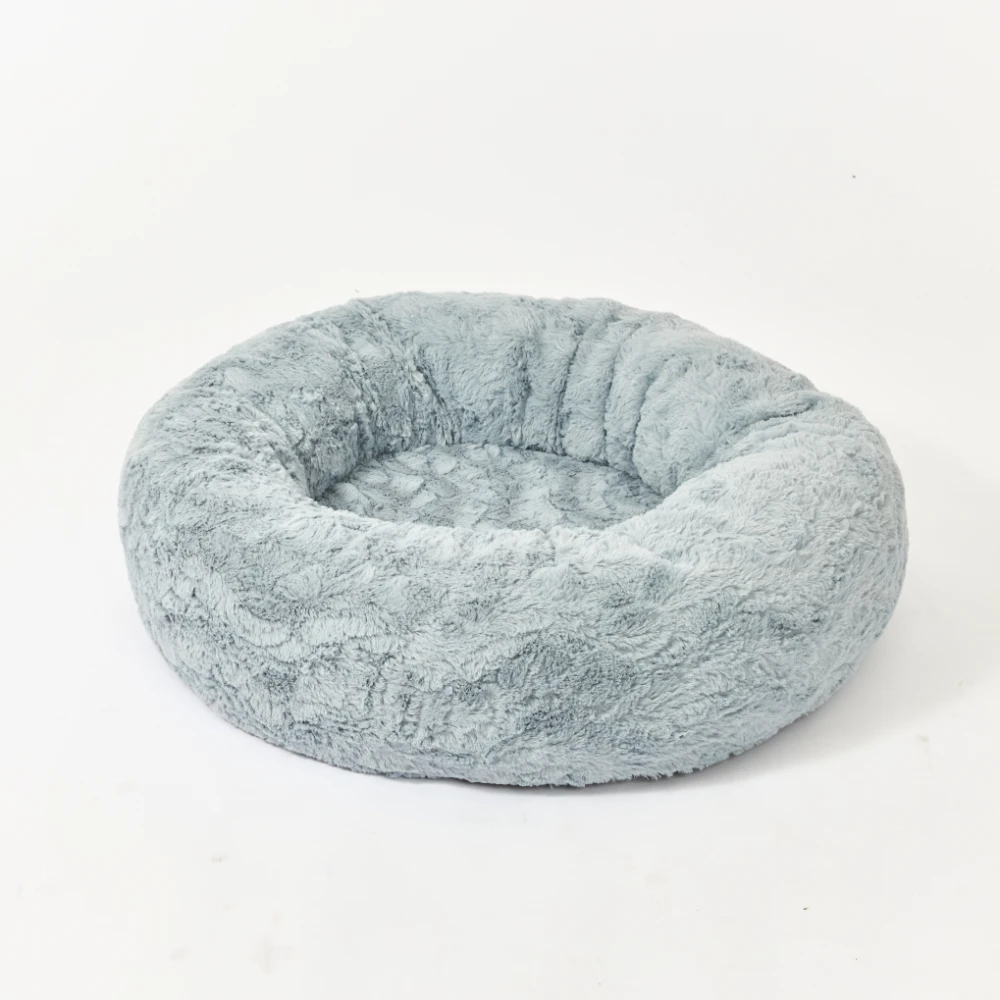 Donut Bolster Pet Bed Brushed Fleece Grey 1 Donut Bolster Pet Bed Brushed Fleece Grey