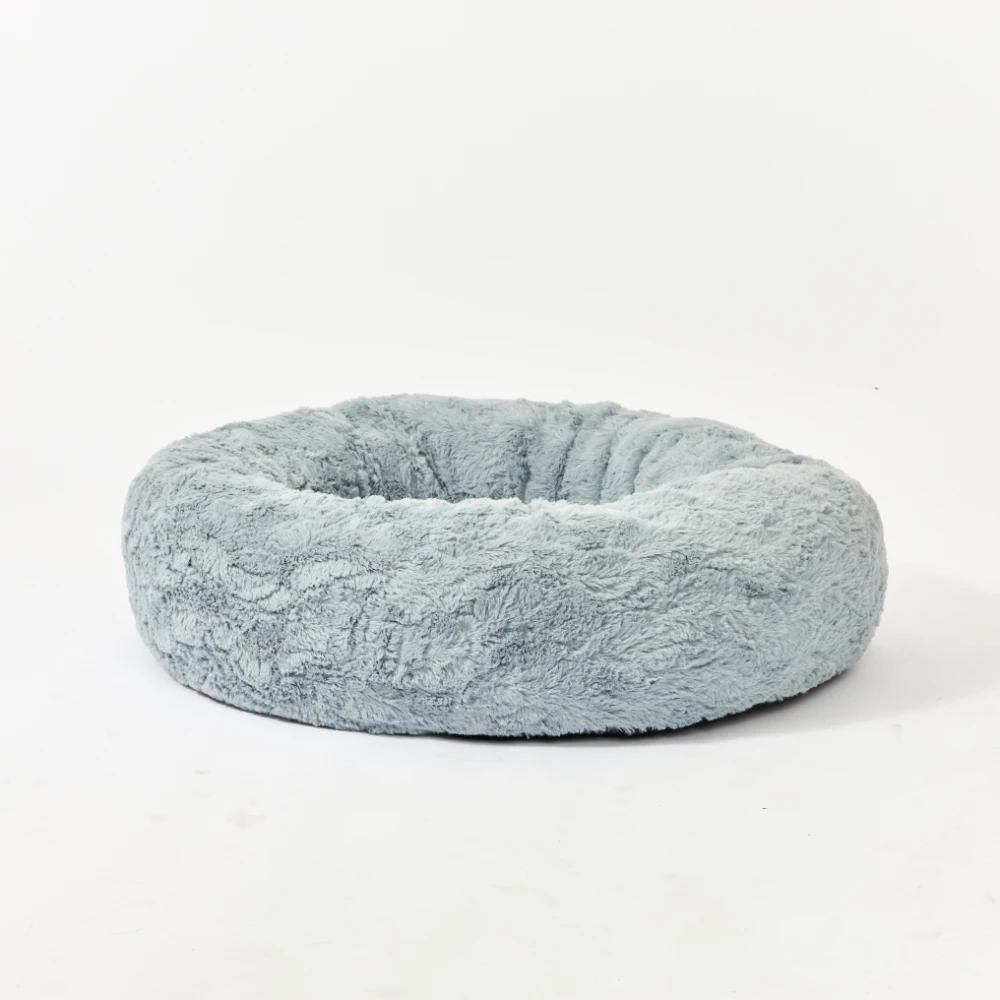 Donut Bolster Pet Bed Brushed Fleece Grey 2 Donut Bolster Pet Bed Brushed Fleece Grey